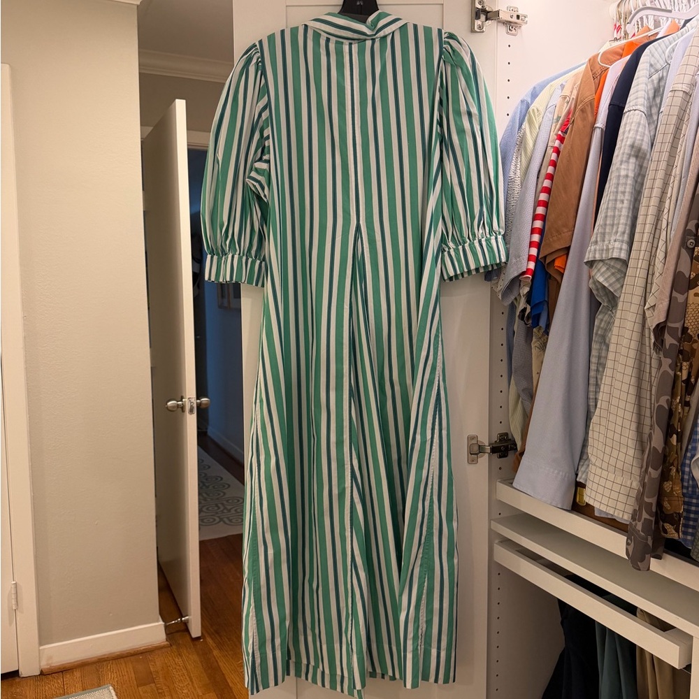 GANNI Teal and Cream Striped Dress - Picture 3 of 3